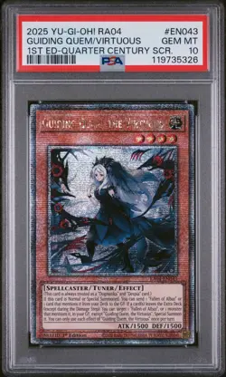 2025 YU-GI-OH! RA04-QUARTER CENTURY STAMPEDE GUIDING QUEM, THE VIRTUOUS PSA 10 - Image 1