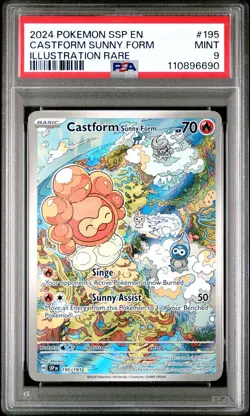 PSA 9 MINT Castform Sunny Form 195/191 Surging Sparks Illustration Rare - Image 1
