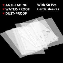 Card Binder for Jumbo Cards, PU Leather Card Binder with 50Pcs Sleeves, Doubl... - Image 4