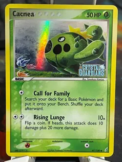 POKEMON CACNEA 47/100 COMMON HOLOFOIL EX CRYSTAL GUARDIANS STAMPED LP CARD - Image 1