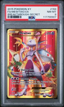 PSA 8 Mewtwo EX 164/162 Secret Rare XY Breakthrough Pokemon Card - Image 1