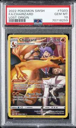 2022 POKEMON SWORD & SHIELD LOST ORIGIN #TG03 FULL ART/CHARIZARD PSA 10 - Image 1