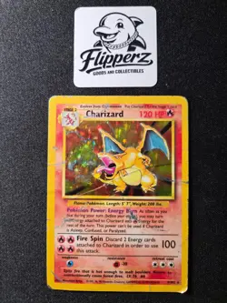 Charizard 4/102 Base Set Holo- HP/POOR- Pokemon Trading Card - Image 1