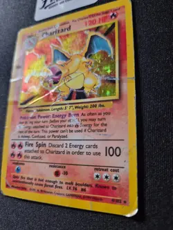 Charizard 4/102 Base Set Holo- HP/POOR- Pokemon Trading Card - Image 5