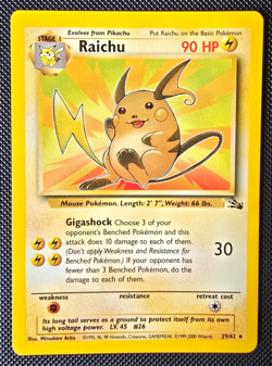 Pokemon WOTC Card - Raichu - Fossil Set - Non-Holo Rare - 29/62 - NM - Image 1