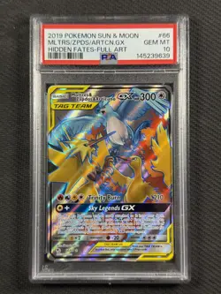 Pokemon Cards TCG PSA 10 GEM MT Moltres Zapdos Articuno GX FA Hidden Fates 66/68 - Image 1