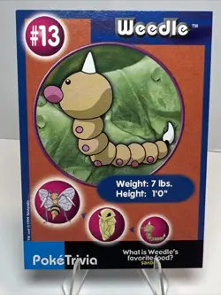 LP Weedle #13 Burger King UNPERFORATED Poke Trivia Card 1999 Pokemon Card - Image 1
