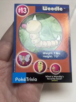 LP Weedle #13 Burger King UNPERFORATED Poke Trivia Card 1999 Pokemon Card - Image 3