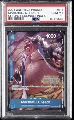 2023 ONE PIECE PROMOS OFFLINE REGIONAL FINALIST #014 MARSHALL D. TEACH PSA 10 - Image 1