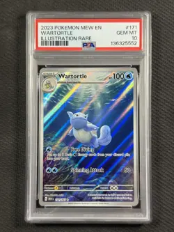 Pokemon Cards TCG PSA 10 GEM MT Wartortle 151 Illustration Rare 2023 171/165 - Image 1