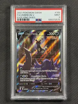 Pokemon Cards TCG PSA 9 MINT Umbreon V Full Art Evolving Skies SWSH 2021 189/203 - Image 1