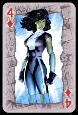 Marvel Universe She-Hulk Waddington Playing Card 2024 4 of Diamonds - Image 1
