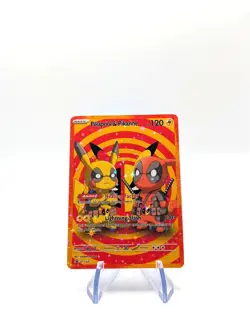 Deadpool Cosplay Pikachu Custom Pokemon Card (Star Holo) - Image 1
