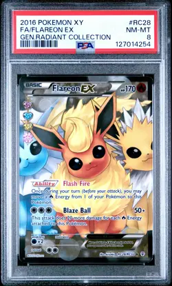 2016 POKEMON XY GENERATIONS RADIANT COLL #RC28 FULL ART/FLAREON EX PSA 8 - Image 1