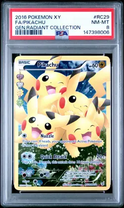 2016 POKEMON XY GENERATIONS RADIANT COLLECTION #RC29 FULL ART/PIKACHU PSA 8 - Image 1