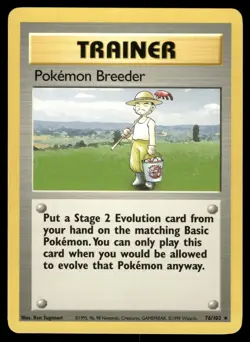 Pokemon Breeder 76/102 Rare Base Set Unlimited Pokemon Lightly Played - Image 1