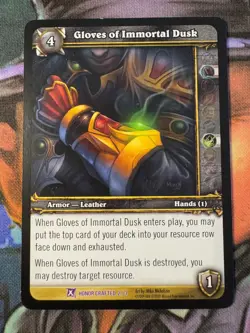 World of Warcraft TCG Promo Honor Crafted 2/3 Gloves of Immortal Dusk - Image 1