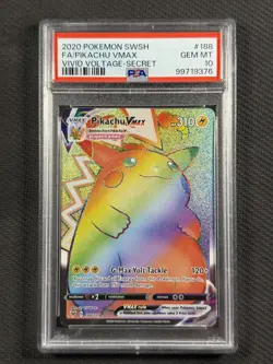Pokemon Cards TCG PSA 10 GEM MT Pikachu Vmax Vivid Voltage Secret SWSH 188/185 - Image 1