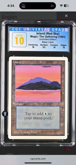 Magic: The Gathering Island Red Sky 1993 CGC 10 Graded Card - Image 1