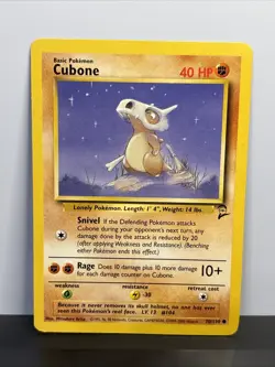 Pokemon TCG Cubone Base Set 2 70/130 Regular Unlimited Common-Fast Ship-NM!! - Image 1