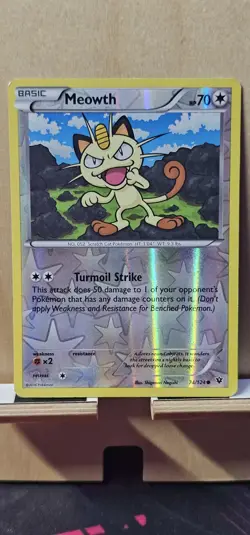 🇨🇦 Pokemon Meowth 74/124 Common Reverse Holo - XY - Fates Collide - LP/MP - Image 1