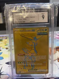 Pokemon Prismatic Evolutions Iron Leaves EX Hyper Rare 176/131 CGC 9 Mint+ POP 1 - Image 1