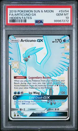2019 POKEMON SUN & MOON HIDDEN FATES #SV54 FULL ART/ARTICUNO GX PSA 10 - Image 1