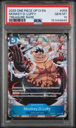 2025 ONE PIECE OP13-CARRYING ON HIS WILL TREASURE RARE MONKEY D. LUFFY PSA 10 - Image 1