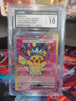 2025 Pokemon Pikachu ex 234/193 SAR Mega Dream Japanese CGC 10 Gem Mint - Image 1