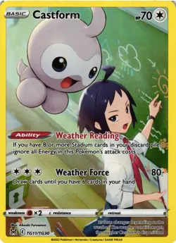 Pokemon TCG Castform TG11/TG30 Swsh11: Lost Origin Trainer Gallery Holo NM - Image 1