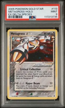 2005 Pokemon Ex Delta Species Gold Star Holo Metagross #113 PSA 9 Mint - Image 1