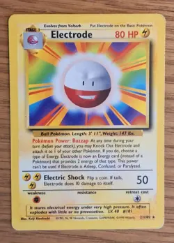 Electrode 21/102 Base Set Unlimited Pokemon Card Rare - Image 1