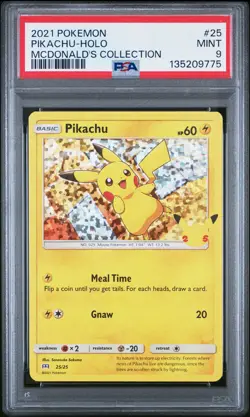2021 POKEMON PIKACHU HOLO #25 MCDONALD'S COLLECTION PSA 9 MINT - Image 1