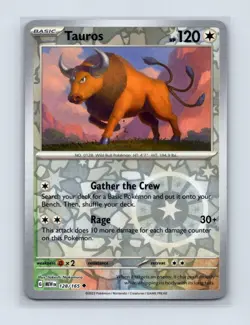 Tauros 128/165 Uncommon 151 Pokemon Reverse Holo Near Mint - Image 1
