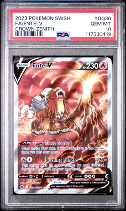 2023 POKEMON SWORD & SHIELD CROWN ZENITH #GG36 FULL ART/ENTEI V PSA 10 - Image 1