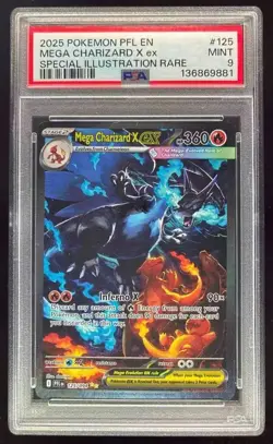 2025 POKEMON PFL EN-PHANTASMAL FLAMES #125 MEGA CHARIZARD X EX PSA 9 - Image 1