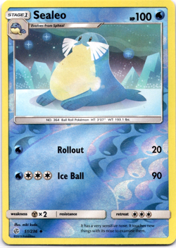 Pokemon TCG Sealeo 51/236 Cosmic Eclipse Reverse Holo Rare Lightly Played - Image 1