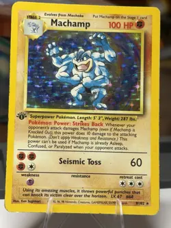 Pokemon TCG Machamp 1st Edition Base Set 8/102 Holo Rare 1999 - Vintage WOTC - Image 1