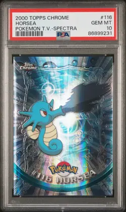 PSA 10 GEM MINT 2000 TOPPS CHROME POKEMON T.V. #116 HORSEA POKEMON T.V.-SPECTRA - Image 1