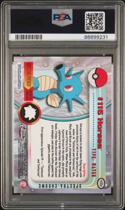 PSA 10 GEM MINT 2000 TOPPS CHROME POKEMON T.V. #116 HORSEA POKEMON T.V.-SPECTRA - Image 2