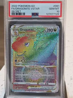 2022 POKEMON GO SECRET #081 FULL ART/DRAGONITE VSTAR PSA 10 - Image 1