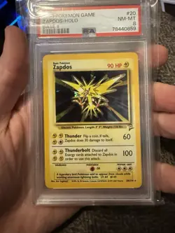 Pokemon Zapdos #20/130 Base Set 2 Holo Rare PSA 8 English 2000 - Image 1
