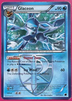 Pokemon TCG Glaceon 23/116 Black & White Plasma Freeze Regular Rare 2013 LP - Image 1