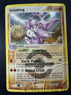 Pokemon Nidoking 120HP 8/112 Reverse Holo Rare 2004 DMG Heavy Played creased B - Image 1