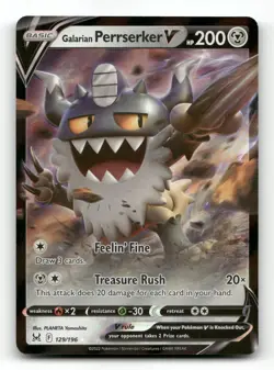 Galarian Perrserker V 129/196 - Lost Origin - Pokemon Card NM/M - Image 1