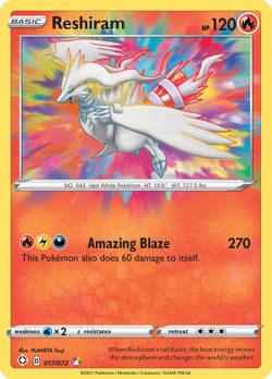 Reshiram 017/072 Amazing Rare Shining Fates Pokemon NM/M - Image 1
