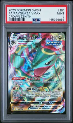 2023 POKEMON SWORD & SHIELD CROWN ZENITH #101 FULL ART/RAYQUAZA VMAX PSA 9 - Image 1