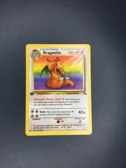 Dragonite 1st Edition Non-Holo Pokemon Fossil 19/62 Card - Image 1