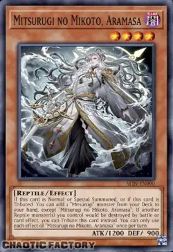 YUGIOH ALIN-EN090 Mitsurugi no Mikoto, Aramasa Super Rare 1st Edition NM - Image 1