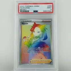 PSA 9 Marnie Full Art Secret Rare 208/202 Sword Shield Base Pokemon Card - Image 1